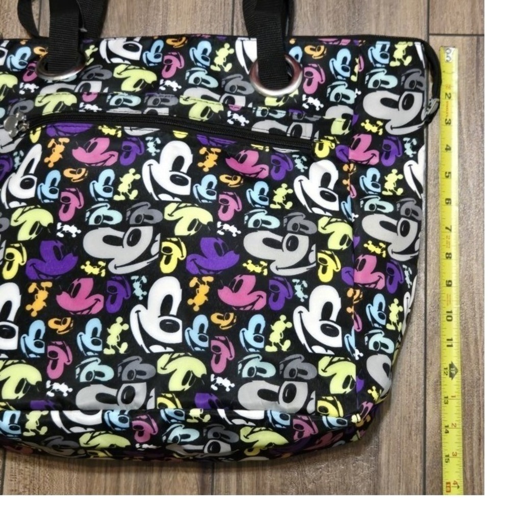 Disney Parks Large Water Resistant Tote Bag All Over Print Colorful Top Zip Bag - Picture 3 of 10